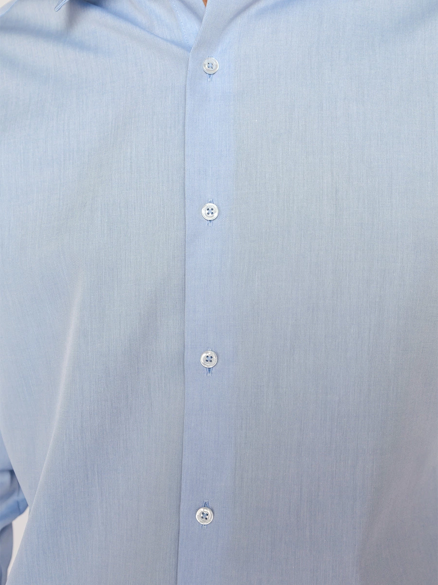 Рубашка хлопковая приталенного кроя голубого цвета